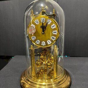 Antique Kern Dome Clock With Glass Dome Made In Germany Kuss IV no Jewel